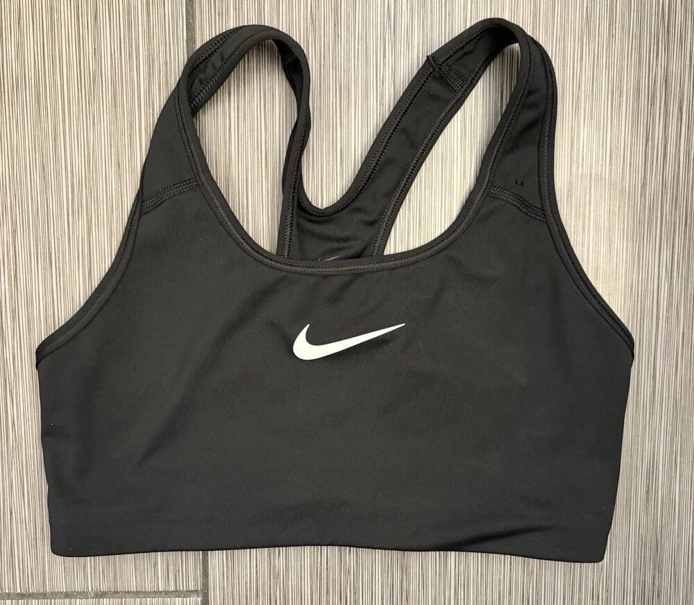 Nike Swoosh Medium Support Sports Bra Size Medium Black Workout Gym